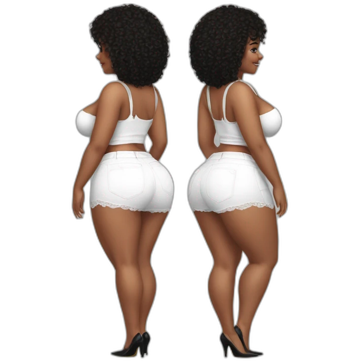 full-body-curvy-beauty-white-knickers-under black skirt rear view emoji