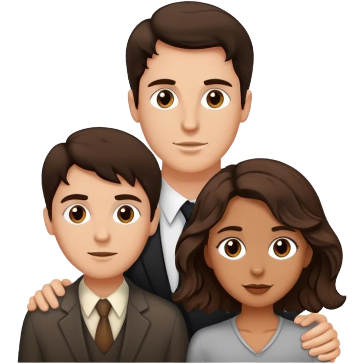 White man dark brown hair tall and shrt tan girl brown wavy hair young couple  emoji