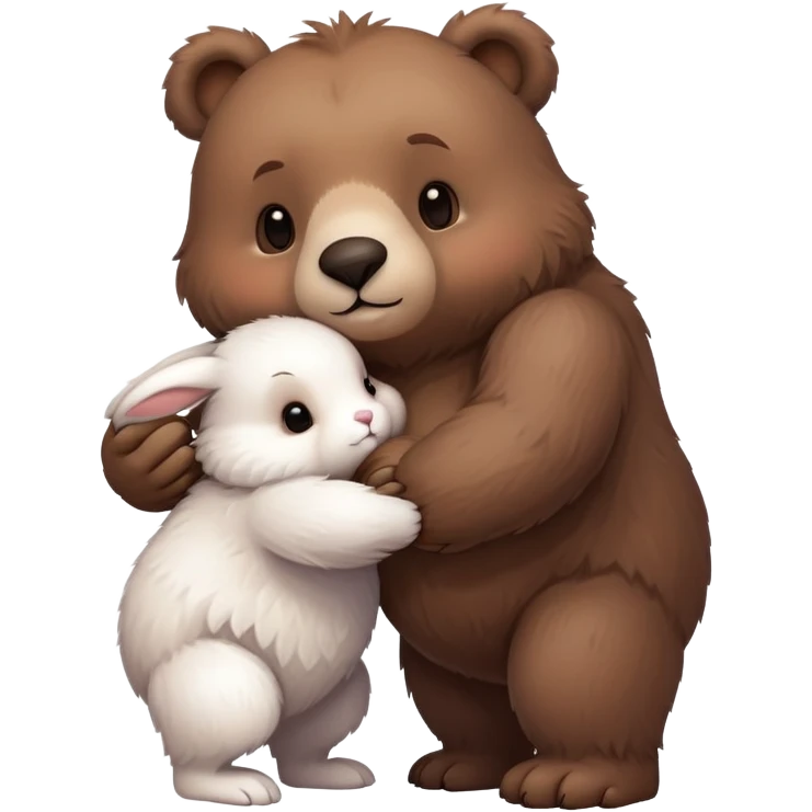 small bunny holding hands with big bear emoji