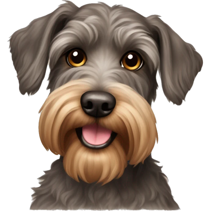 brown schnauzer poodle mix dog portrait emoji