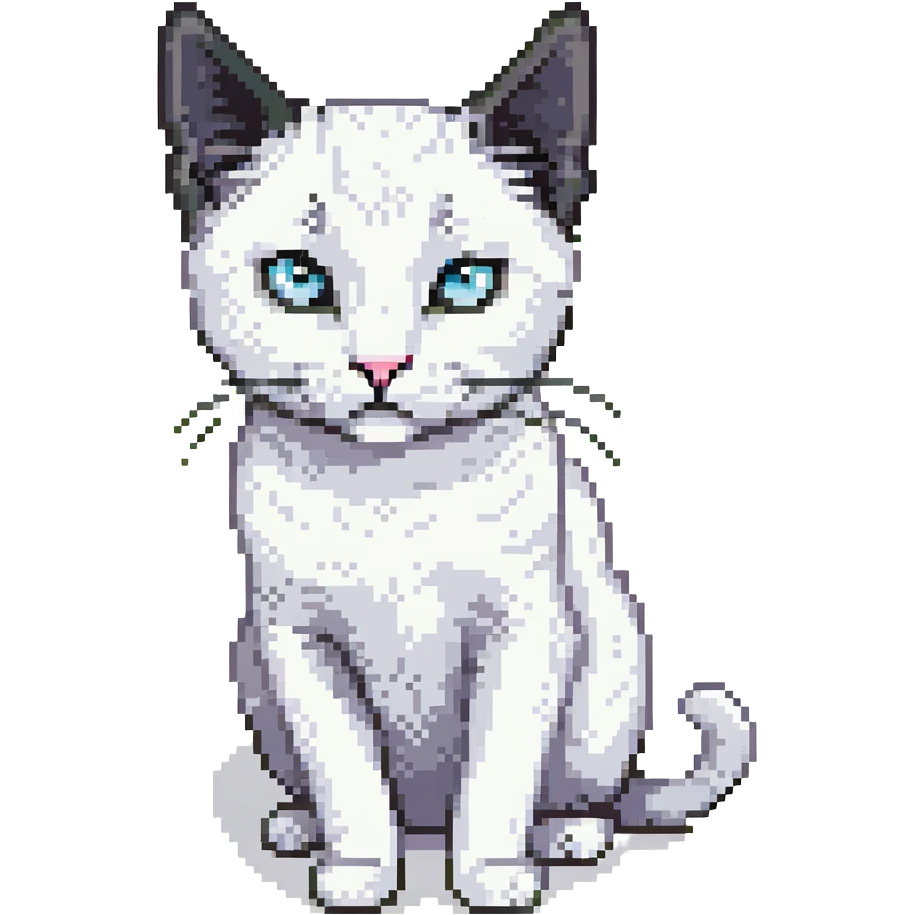 a close up portrait of a realistic adult white cat with black ears, he is giving skeptical slant eyed side-eye to the camera, cutscene graphic
 emoji