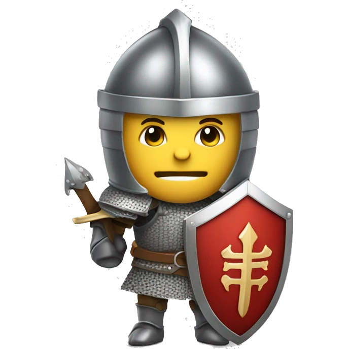 knight in armor wielding sword and shield emoji