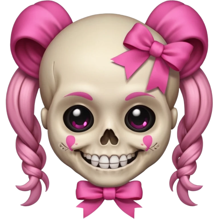 skull emoji with pink ribbon pookie emoji