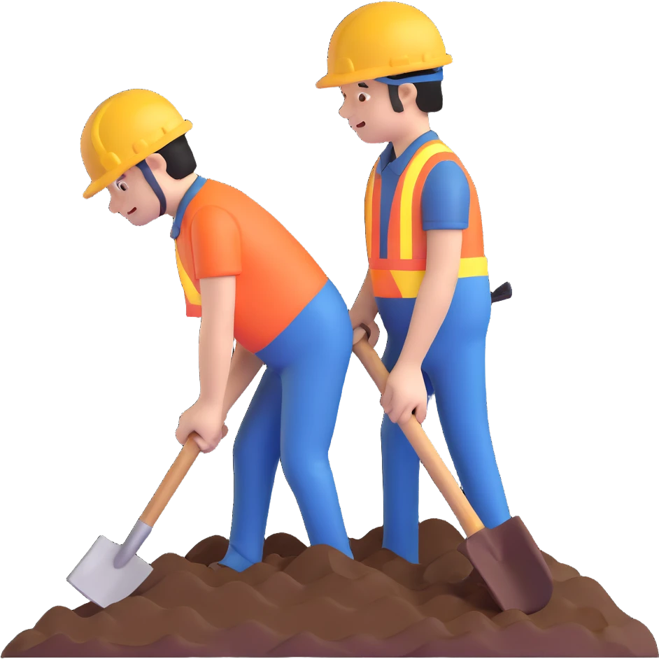 man digging with a shovel, wearing a construction helmet emoji