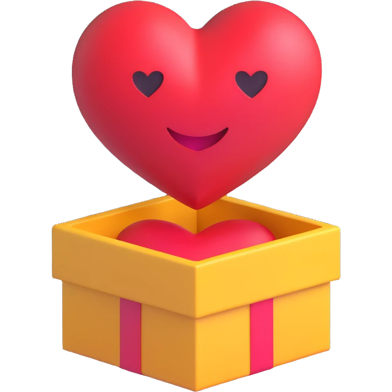 heart inside a box, 3D emoji style emoji