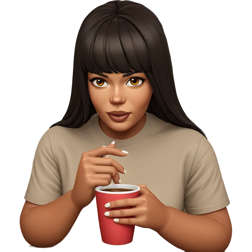 girl with cup indoors emoji