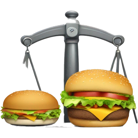 weight scale with burger and apple  emoji