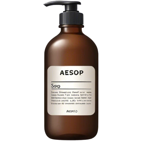 Black soap bottle with brand on label aesop emoji