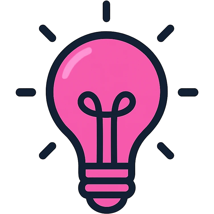glowing pink light bulb modern icon emoji