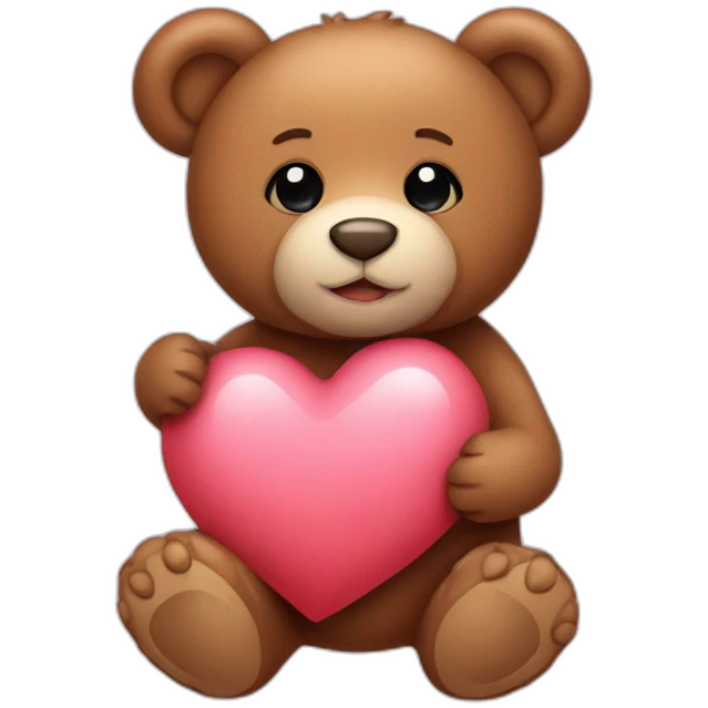 Teddy bear holding heart emoji