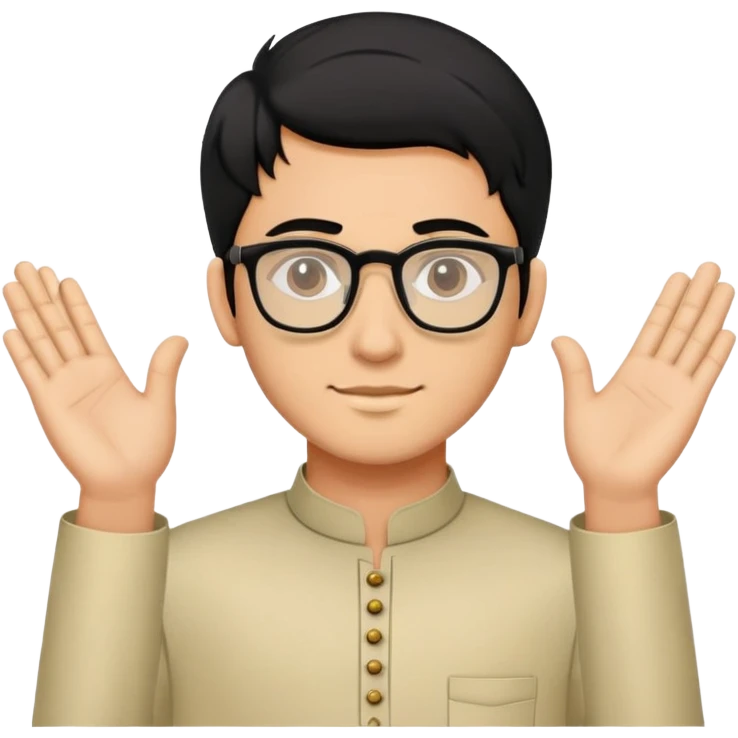 young man with wheatish skin tone, black hair, wearing kurta with rectangle glasses emoji