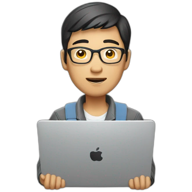 asian man with a laptop emoji