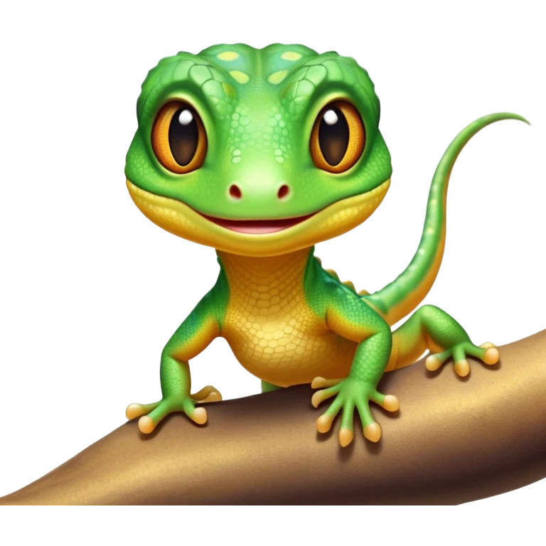 cinematic-cute-realistic gecko-portrait-emoji,-head-tilted-playfully-and-inquisitively,-featuring-a-small,-charming-body-with-smooth,-vividly-patterned-scales,-bright,-sparkling-eyes-and-delicate,-sticky-toe-pads,-simplified-yet-irresistibly-adorable emoji