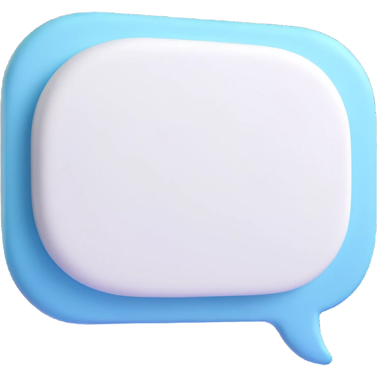 white speech bubble with a soft blue accent emoji