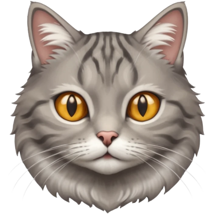 A high-resolution photo-realistic digital illustration of a solid grey tabby cat, chest upward emoji