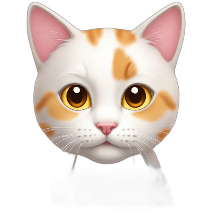 white orange cat cute with a small brown eyes and a paw pink necklace emoji