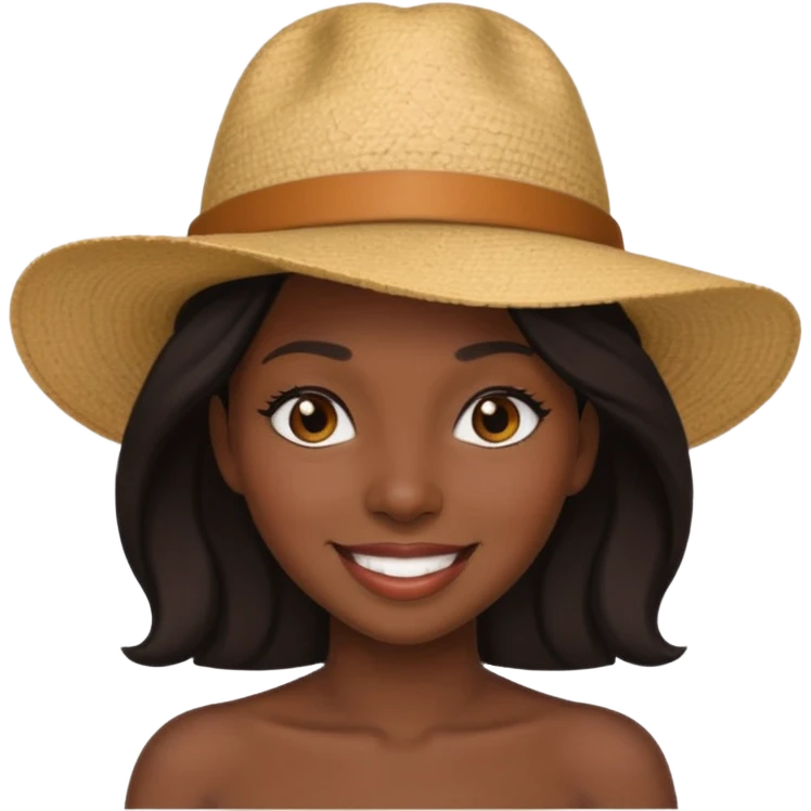 Naked ebony woman in a hat emoji