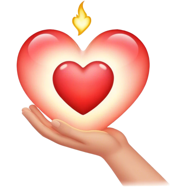 hand holding glowing heart emoji