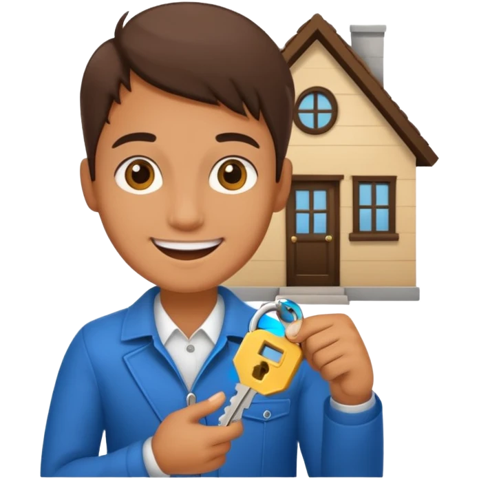 happy first time home buyer holding a house key emoji