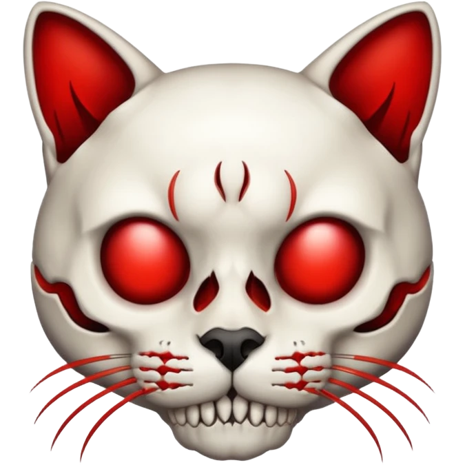 Half red cat half skull emoji