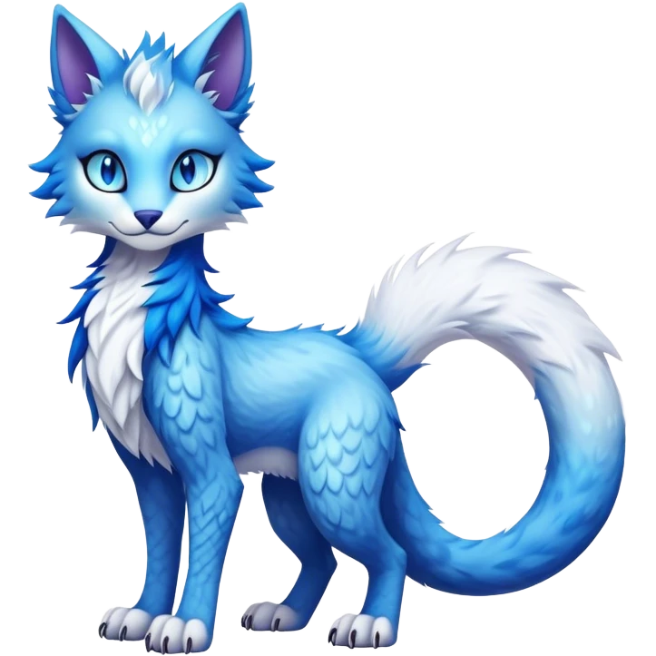 Kawaii dark edgy fantasy ethereal feline-vernid-sergal-fursona animal creature with a tufted tail full body emoji
