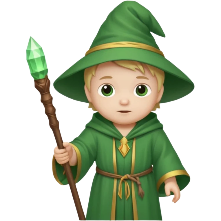 baby wizard with green robe and staff emoji