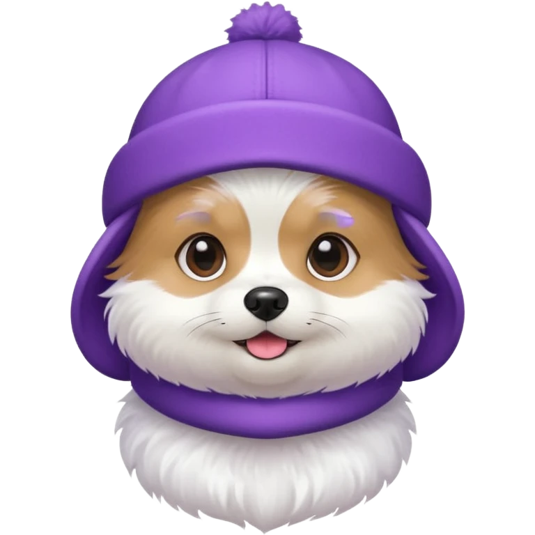 cute smal dog with purple cap emoji