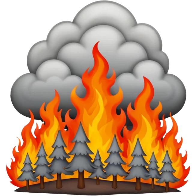 a forest fire were every tree is in fire  emoji