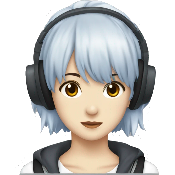 Rei ayanami with a black headphones emoji