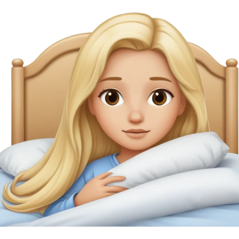 long hair, blonde hair, girl in bed cozy emoji