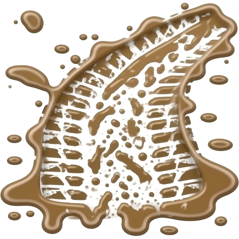 car tire trace covered mud emoji