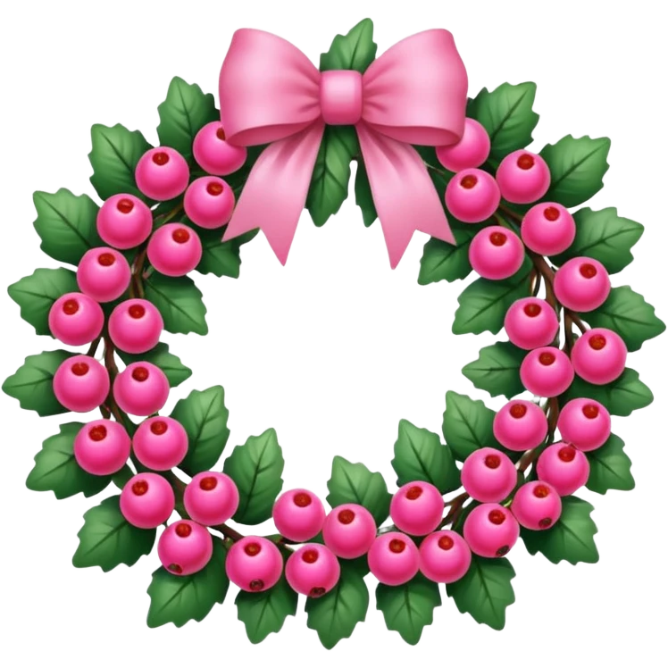 pink ornament wreath with berries emoji