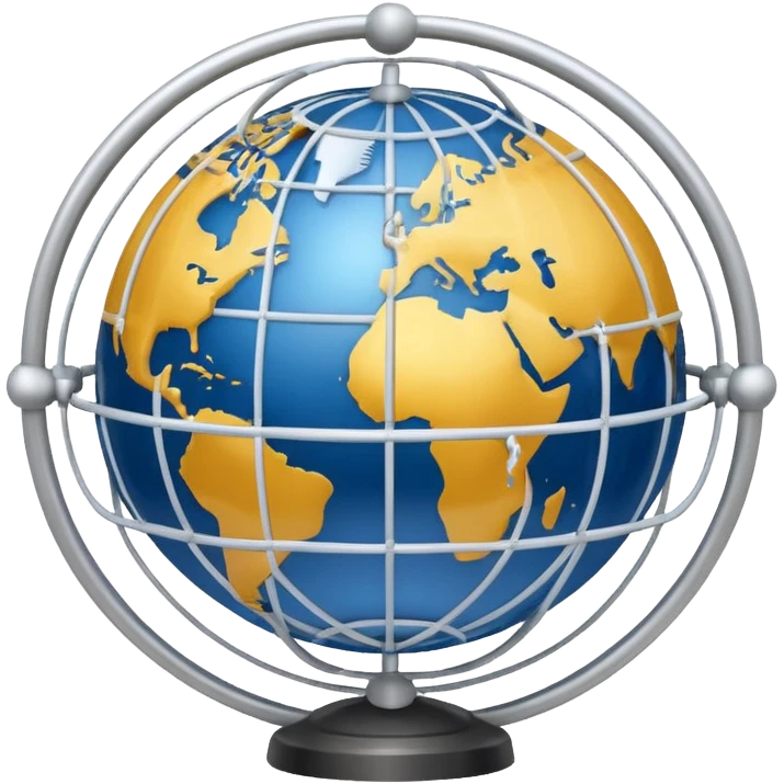globe surrounded by white network links emoji