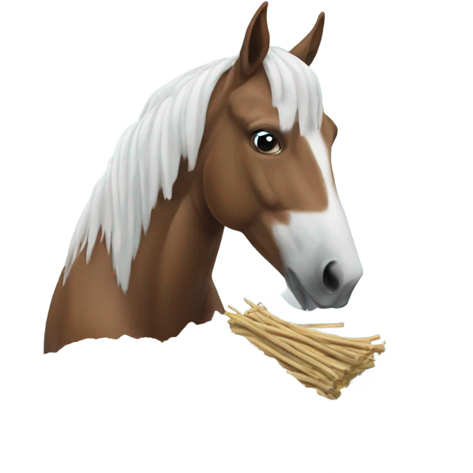 A horse sniffing a pile of snow emoji