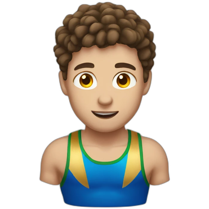 Wrestler with short brown hair and gold medal  emoji