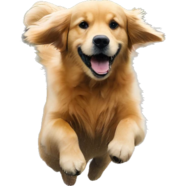 Golden retriever jumps in a puddle emoji