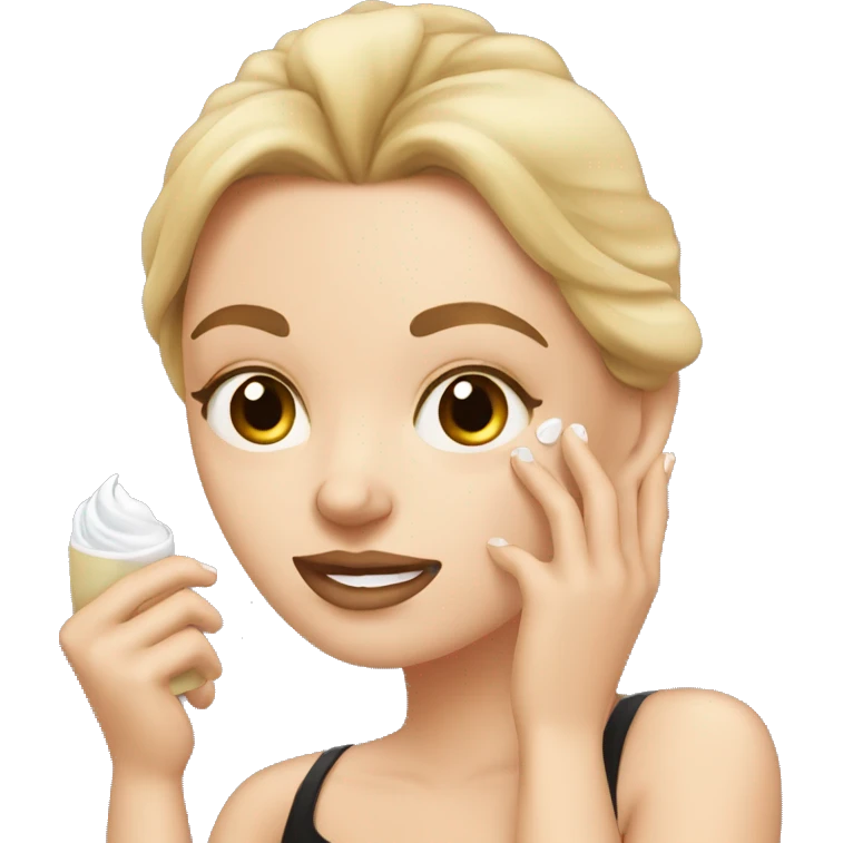 white girl applying cream on face emoji