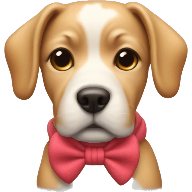 Dog wearing a bow sweater and a bow on there head emoji