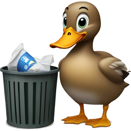Duck in a trash can emoji