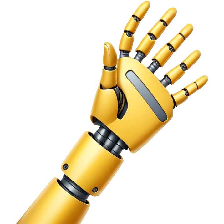 Human hand shaking robot hand, yellow human hand and metallic robot hand emoji