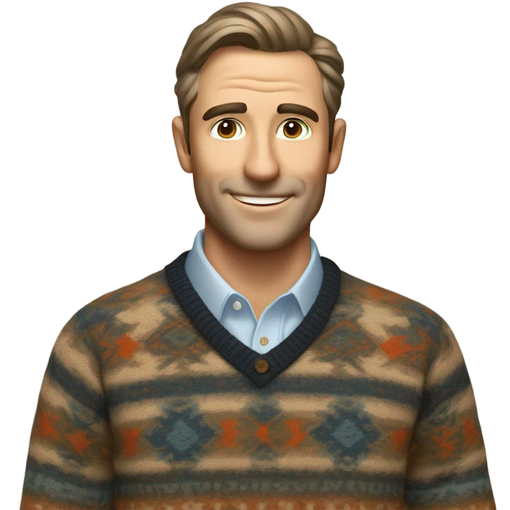 formal portrait of a man wearing a Pendleton westerly sweater emoji