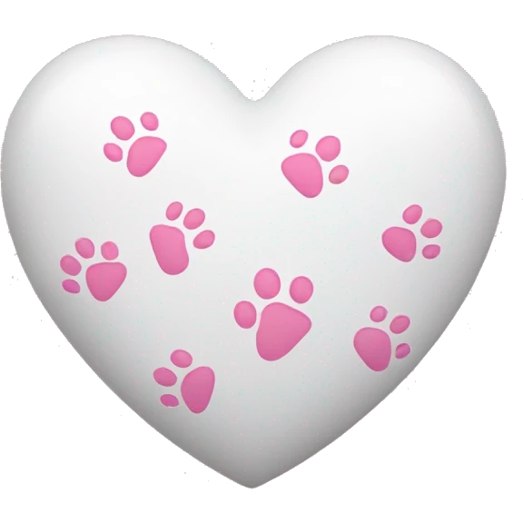 White heart with small pink paw prints on it emoji
