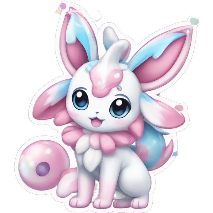 Kawaii Gorgeous Beautiful Shiny Sparkly Sylveon-Pokémon full body sticker emoji