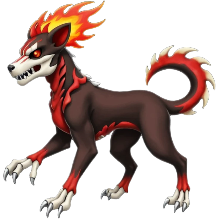 Skeletal-Skull-faced-Obstagoon-Houndoom-Salandit-fusion (full body) emoji