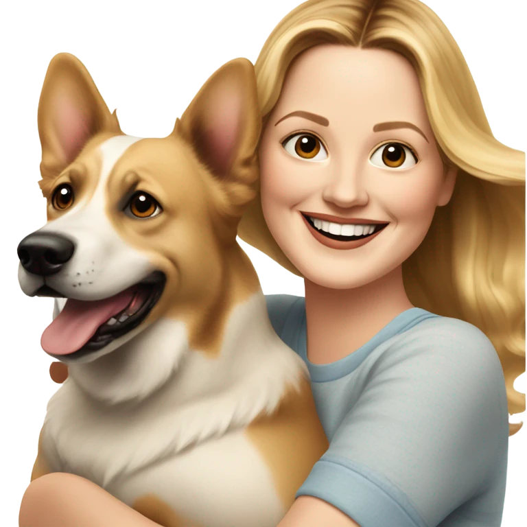 Drew Barrymore With Her Dog Douglas  emoji