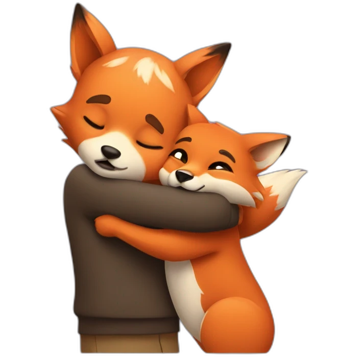 Hug emjoi with a fox emoji