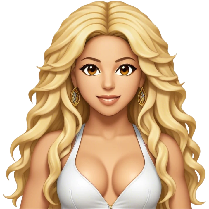 Cinematic Realistic portrait of Shakira, shown as a dynamic pop icon with expressive features and detailed modern attire, illuminated by vibrant, energetic lighting that highlights her global influence emoji