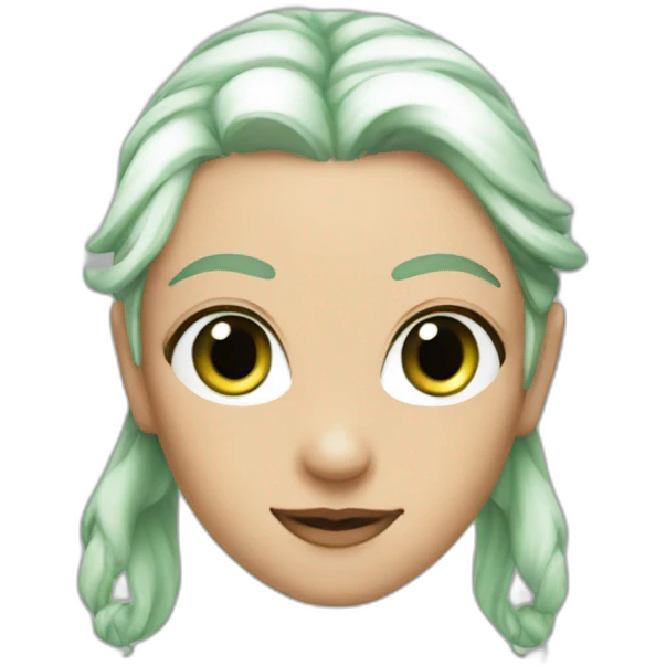 half elf with green eyes white hair in bun emoji