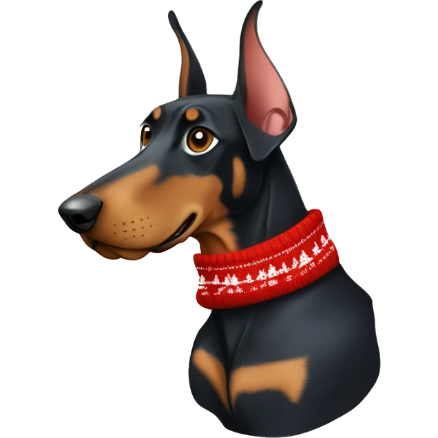 doberman wearing christmas sweater emoji