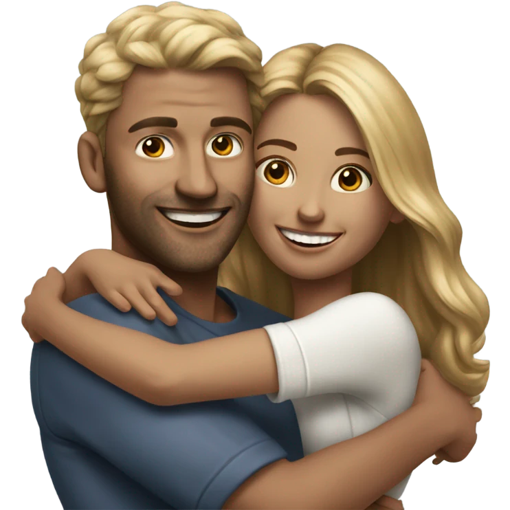 Hyper Realistic beautiful model couple hug and laugh  emoji